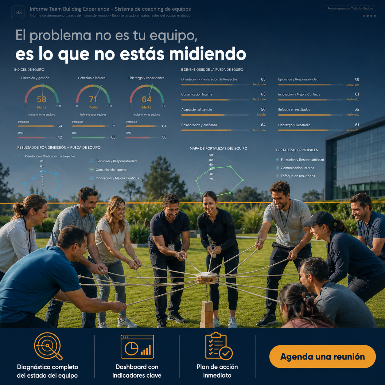 Equipo en una experiencia de team building